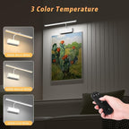 Lightbiz Picture Light, 15.35inch 5400mAh Rechargeable Picture Lights for Wall Battery Operated Wall Lights with Remote, 3 Colors Paintings Light Dimmable Art Light for Artwork, Gallery (White)