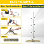 24" Commercial Dust Mops for Floor Cleaning with 2 Replacement Mop Pads, Heavy Duty Large Dust Mop for Hardwood Floors, Industrial Wet Dry Floor Duster for Office Garage Warehouse Factory Mall