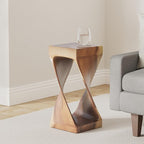 Steve Silver Furniture Solona Solid Wood Side Table, Acacia Whimsical Carved Design, Finish, Functional and Visually Alluring Natural Wood Glaze Accent Side Table, 12 L x 12 W x 26 H, Brown