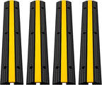 Happybuy 4 Pack of 1-Channel Rubber Cable Protector Ramps Heavy Duty 18000Lbs Load Capacity Cable Wire Cord Cover Ramp Speed Bump Driveway Hose Cable Ramp Protective Cover