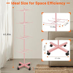 Retail Display Stand Rotating Display Stand 4 Tier Spinning Display Stand for Craft Shows, Jewelry, Keychain, Earring Adjustable Height Retail Display Racks (Pink)