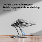 iPad Holder Stand, Tablet Holder with Thickened 360° Rotating Base Dual Rod Adjustable Aluminum Stand for All 4-12.9’’ iPad Surface Samsung Phone Tablet Kindle E-Reader and More, Silver