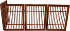 Pet Dog Gate Strong and Durable Freestanding Folding Acacia Hardwood Portable Wooden Fence Indoors or Outdoors by Urnporium (Brown Pet Gate, 4 Panel 24" Tall)