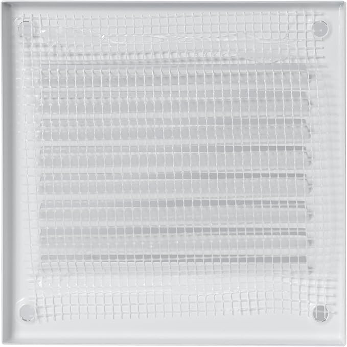 Repa Market 4 x 4 Inch Air Vent Cover/White Galvanized Steel Louvered Grill Cover with Mesh Screen/Wall or Ceiling Vent/Durable Flush Mount HVAC Register for Indoor and Outdoor Ventilation