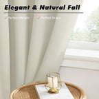 KGORGE 63 inch Curtains 2 Panel Set, Privacy Thermal Solid Insulation Noise Reducing Light Filtering Drapes for Living Room Nusery, Back Tab Rod Pocket, W52 x L63 inches, Beige, 2 Panels