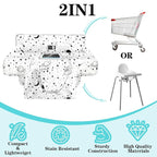 Shopping Cart Cover for Baby Girl Boy 2-in-1 High Chair Water Resistant High Chair Cover w/Phone Pouch Pocket Gender Neutral Cart Cover for Babies Padded Grocery Cart Cover for Baby