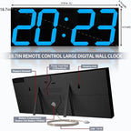 18.7in Large Digital Wall Clock,LED Digital Clock with Big Number,Multi-Function Remote Controlled Wall Clock with Timer, Alarm and Calendar Display(Blue)
