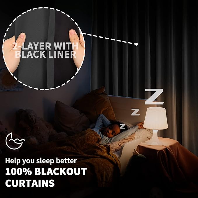 Short Blackout Curtains for Bedroom 40 Inch Length 2 Panels Set, Thermal Insulated Sun Blocking Soundproof Grommet Loft/Basement/Bathroom Window Curtains, Each 42 Inch Wide, Dark Grey