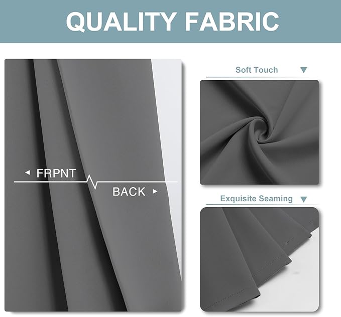 ChrisDowa Blackout Curtains 54 inches Long for Bedroom - Grommet Thermal Insulated Room Darkening Curtains for Living Room (1 Panel, Grey, 52 x 54 Inch)