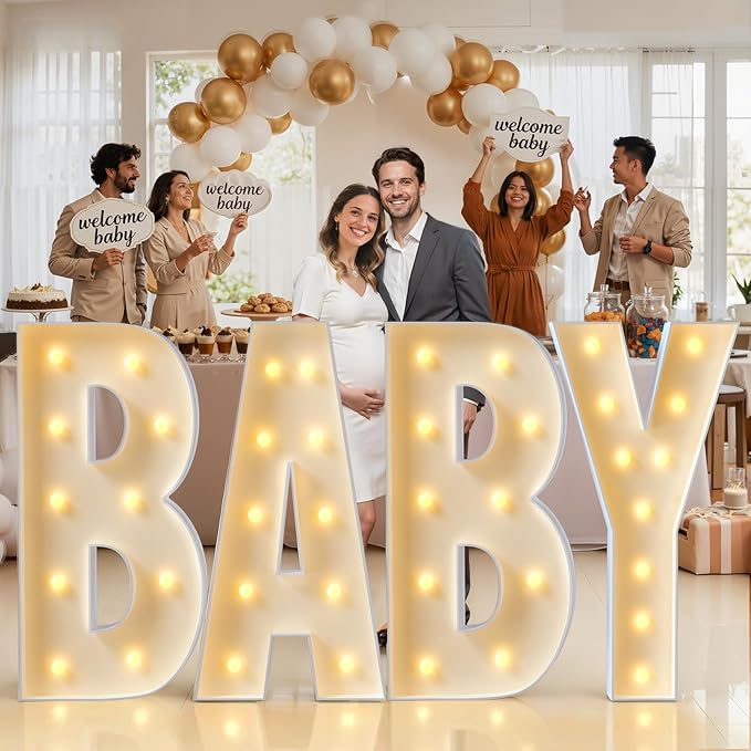 imprsv Marquee Light Up Letters, 4FT Mosaic Letters with Light for Baby Shower Graduation Party Decor, Large U for Engagement Wedding Party Decorations (Need to Assemble)