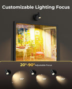 PESUTEN Spot Lights Indoor, Rechargeable Picture Light with Remote, Dimmable CCT Spotlight for Wall Art, Battery Uplights Indoor with Timer for Plant Artwork Painting Sofa Corner 1PC