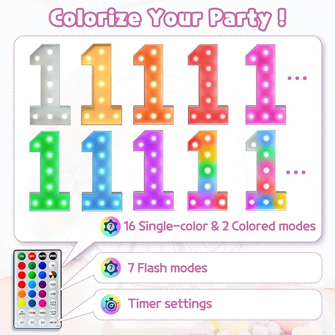 Marquee Numbers Colorful 15th Birthday Decoration: 4FT Large Light Up Quinceanera Birthday Decorations Anniversary Backdrop Cardboard Sign 18 Colors Number 15 Mosaic Balloon Frame