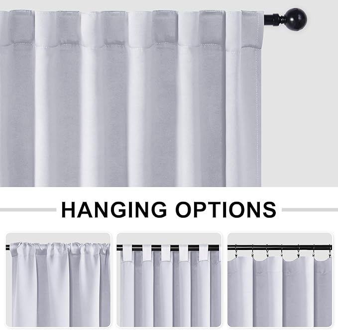 Hiasan Room Divider Curtains Patio Sliding Door Blackout Curtain Privacy Room Thermal Insulated Noise Reduction Panel with Back Tab & Rod Pocket for Bedroom Partition(80 x 84 Inches, Greyish White)