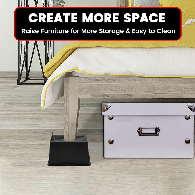 Bed Risers 6 Inch Heavy Duty, Oversized Furnitures Risers 6 inch Support 6000 lbs, Bed Table Rising Blocks, Fits for Couch, Sofa, Chair, Furniture Lifts 4 Pack