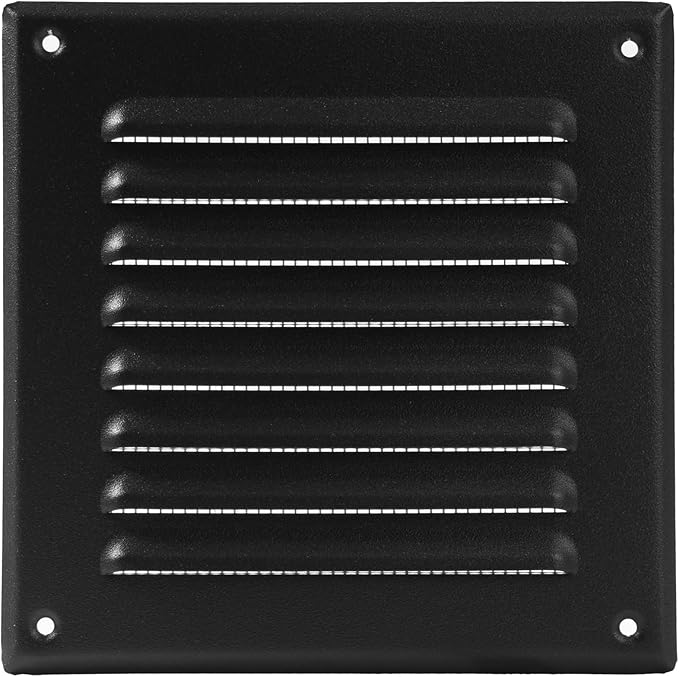 Vent Systems 5 x 5 Inch (Inner) - Pack of 10 - Black Metal Soffit Vent Cover - Durable Square Air Vent Grille with Mesh Screen - Weather Resistant Ventilation Grill - Wall & Ceiling Indoor & Outdoor