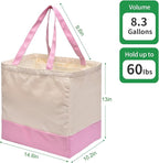 Canvas Reusable Grocery Bags Heavy Duty, 8.3 gal Foldable Large Tote Bag with Handles, Holds 60 lbs Canvas Shopping Bags, 1 Pack
