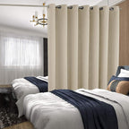 BGment Beige Sliding Door Curtain 96 Inch Long - Wide Room Darkening Room Divider Curtain for Bedroom Privacy Themral Insulated Grommet Room Separator Drape, 1 Panel, 100 X 96