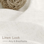 Extra Wide Beige White Curtains 96 Inches Long for Living Room Light Filtering Sheer Curtains for Coastal Room Decor Linen Farmhouse Curtain for Bedroom Back Tab and Rod Pocket 100x96,2 Panels