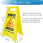 4-Pack Caution Wet Floor Sign, 17.5" Height, Bright Yellow, Double-Sided A-Shaped Frame Design, Bilingual Caution Message