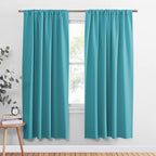 PONY DANCE Blue Curtains 72 inch - Light Blocking Curtain Panels Thermal Insulated Solid Rod Pocket Double Window Drapes for Living Room & Dining Room, W 42 in by L 72 in, Blue Mist, 2 Pieces