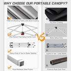 EAGLE PEAK 10x10 Slant Leg Pop-up Canopy Tent Easy One Person Setup Instant Outdoor Beach Canopy Folding Portable Sports Shelter 10x10 Base 8x8 Top (Orange)