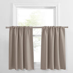 PONY DANCE Blackout Window Curtains - Rod Pocket Window Treatments Curtain Panels/Draperies Room Darkening Noise Reducing Home Fashion, Wide 42 x Long 36 inches, Light Taupe, One Pair