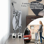Goplus Folding Shopping Cart with Wheels, Grocery Cart with Removable Oxford Cloth Liner, Lightweight Utility Cart for Groceries Laundry, Gray