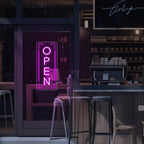 Vertical LED Open Signs for business – Super Bright - UV Printing Pattern, Remote Included - Large Size 20x50'' - Neon Open Sign for Café, Bar, Shop & Business Sign (Purple)