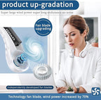 Portable Neck Fan, Bladeless Neck Fan, USB Rechargeable Personal Fan, 4000 mAh Battery Operated Fan, 3 Speeds Adjustable,Faster Cooling, Ultra Quiet, Suitable for Home, Office, Sports