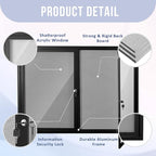 Enclosed Bulletin Board 48"x36" Outdoor Weatherproof Cork Noticeboard with Locking Door Wall-Mounted Gray Fabric Black Aluminium Frame for Home, School, Office, Community, Hospital