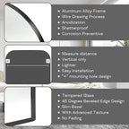Modern Large Wall Mirror, Modern Mantel Minimalist Home Decor, Brushed Black Metal Framed Arched Mirror for Living Room, Bedroom, Fireplace, Mantle, Entryway, Bathroom, 36" x 30", Black