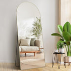 VEVOR Full Length Mirror, 71'' x 30'' Large Gold Arched Floor Mirror with Stand Aluminum Alloy Frame, Free Leaning Hanging Wall Mounted, Full Body Mirror for Bedroom Living Room