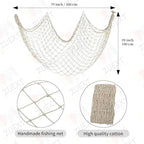 ZUEXT Beige Decorative Fishing Net 80x40 Inch, Large Picture Fish Net, Wall Photo Hanging Fishnet for Nautical Mermaid Pirate Ocean Themed Hawaii Beach Under the Sea Party Decorations