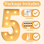 Marquee Numbers 3 Feet Tall Large Light Up Numbers 5th 15th 25th Five is A Vibe Birthday Decorations Big Yellow Light Outdoor Anniversary Decorations Balloon Arch Kit Party Backdrop 5
