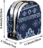 Collapsible Picnic Basket with Handle, Shopping Basket Aluminum Frame, Grocery Basket Tote for Women, Farmers Market Baskets, Harvest Baskets Travel Portable Beach Bag (Tribal-Floral Vintage Blue)