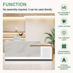 Modern Reception Desk with Counter Front Reception Table with Hidden LED Lighting Commercial Receptionist Desk White and Wood Checkout Counter Fully Assembled and Ready to Use 63inch/160cm