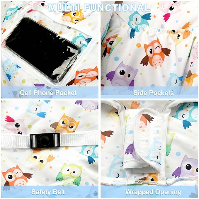 White Shopping Cart Cover for Baby 2-in-1 High Chair Cover with Safety Harness Multifunctional Owl Pattern Cart Covers for Babies Soft Padded Grocery Cart Cover for Baby Boy Girl