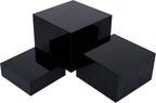 Red Co. Set of 3 Glossy Black Acrylic Cube Display Nesting Risers with Hollow Bottoms