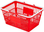 VEVOR Shopping Baskets, 20 PCS, 21L Stackable PE Plastic Grocery Baskets with Handles, Dense Mesh Structure, Holds up to 20 lbs, Portable for Grocery, Retail, Stores, Supermarket, Home Use, Red