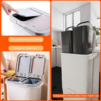 42L Kitchen Trash Can with Lid, Three-Layer Dual Trash and Recycling Bins with Wheels, Vertical Dry and Wet Separation Waste Sorting Bins with 3 Removable Inner Buckets