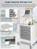 Mobile Trolley Cart for Portable Ultrasound Imaging Scanner Vehicle Trolley Beauty Storage Cart 115 LBS Load with 3 Drawers 4 Wheels for Hospital Office Bedroom Clinic