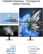 QLED Portable Dual Monitor 23.8" 100Hz FHD 1080P Stacked Monitor – 125% sRGB Dual Vertical Displays for Coding/Gaming/Trading, USB-C HDMI Laptop Screen Extender