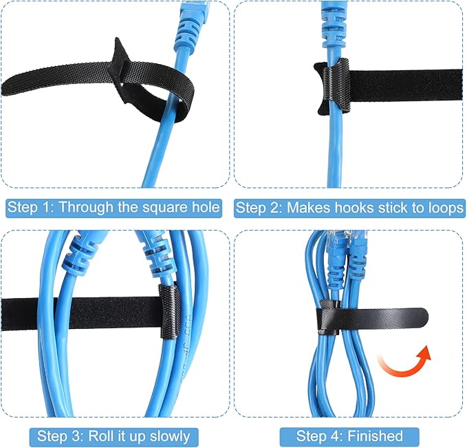 120PCS 6 Inch Reusable Cable Ties Wire Ties Cord Organizer Cable Organizer Adjustable Management Black