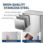 GarveeHome Commercial Dual Trash Can, 16 Gallon Stainless Steel Double Compartment Recycling Bin with Soft-Close Lids, Pedals & Plastic Inner Buckets, 60L Garbage Can for Kitchen, Home, Office, Silver