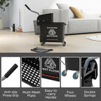 HOMCOM Compact Mop Bucket with Wringer on Wheels for Floor Cleaning, 21 Quart, Separate Dirty and Clean Water, for Home, Apartment, Black