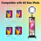 HARZHI LCD Screen Photo Booth, Compatible with Any Ipad, 1080P Intelligent Split Screen Ipad Photo Booth for Wedding Party Software APP Control Ring Light, 38'' Portable Flight Case Black