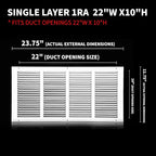 22x10 Vent Cover(Duct Opening Size),Air Return Vent Cover,Flat Vent Cover,Rejillas De Aire Acondicionado para Casa,Return Air Grilles,Outer Dimensions:23.75"Wx11.75"H(22"W x 10"H, Duct Opening)