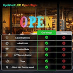 48"x16" Large Open Sign Led for Buisness with Remote Smart APP - Timer and Adjustment Brightness &Color, Open Closed Sign for Bar Store Restaurant Office Hotel Salon