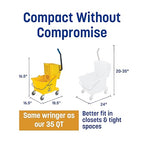 Carlisle FoodService Products 26-Quart Commercial Mop Bucket with Side-Press Wringer, Precision-Molded Polypropylene, Durable Wringer, Bucket with Non-Marking Casters, 18.5 x 16.5 x 23 Inches, Yellow