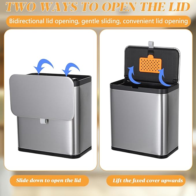 Stainless Steel Sanitary Napkin Receptacle Wall Mounted with 100pcs Trash Bags,Tampon Disposal Bin for Bathroom,Toilet Freestanding or Wall Mounted Trash Can 8x5.1x8.4